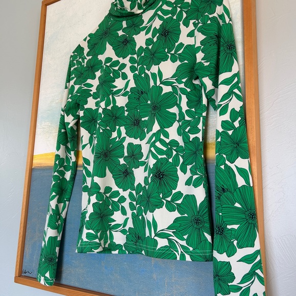 J. Crew Green Leaf Print Top - Picture 4 of 4